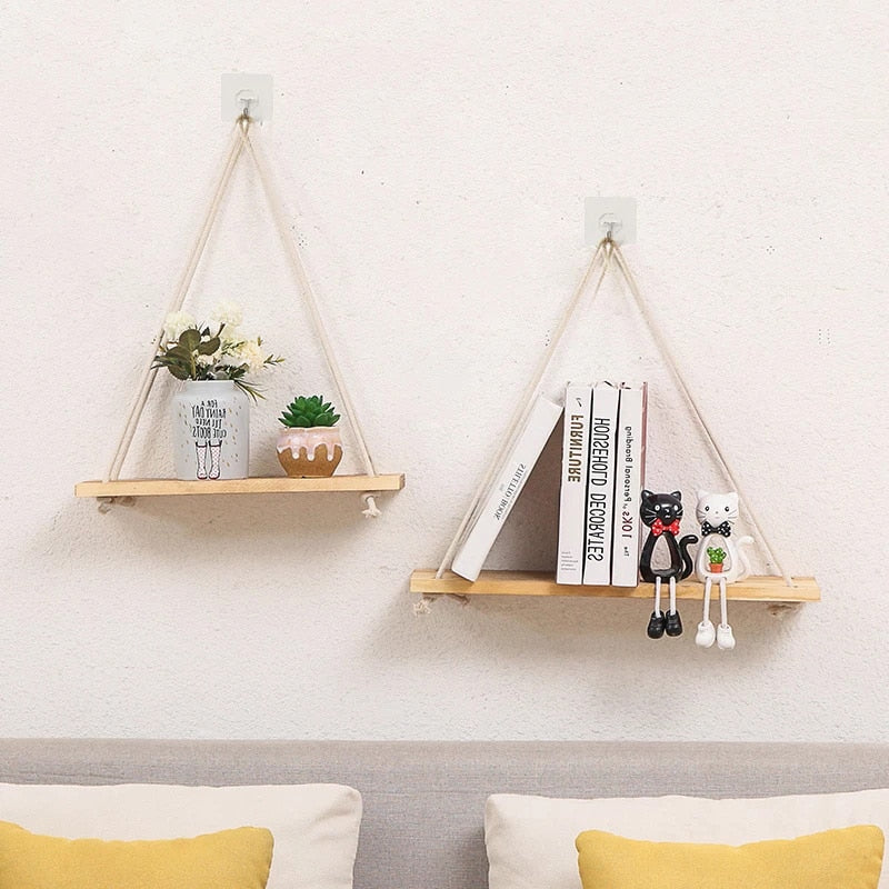 Hanging Wooden Wall Shelves
